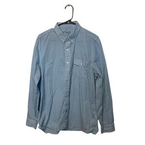 RHONE Blue Striped Casual Button Down Shirt